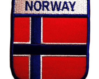 Iron on patches - Norway flag banner - red - 6,4x7,4cm - Application badges
