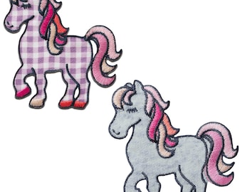 Iron on patches - Horse pony animal - several colors selectable - 7x6,5cm - Application