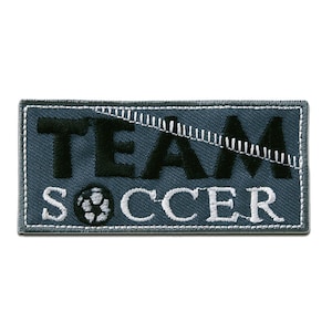 Team Soccer Soccer - Iron On Patches Adhesive Emblem Stickers Appliques, Size - 2.72 x 1.26 Inches