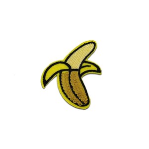 Iron on patches - banana fruit with sequins – yellow – 5,7x4,8cm - Application