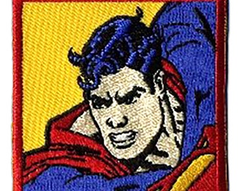 Iron on patches - Superman face 1 - yellow - 5,5 x 5,5 cm - Application Embroided badges