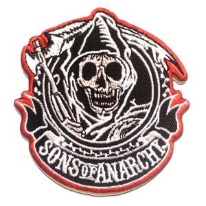 Iron on patches - SON OF ANARCHY - black - 8x8.2 - Application Embroided badges