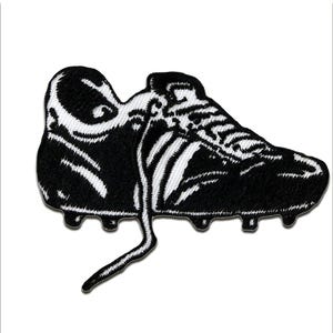 Aufnäher / Bügelbild - Fußballschuh Fußball - schwarz - 7,3x5,5cm - Patches Aufbügeln