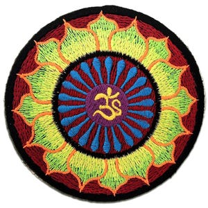 Om Symbol spiritually Hindu Meditation - Iron on patches adhesive emblem stickers appliques, size - 3.15 x 3.15 inches