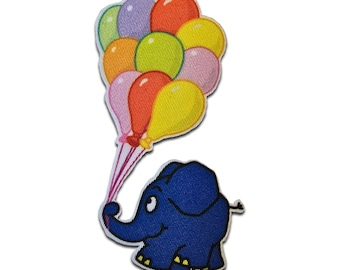 Iron on patches - Elephant Sendung mit der Maus children – blue – 2.76 x 1.57 inches - Application badges