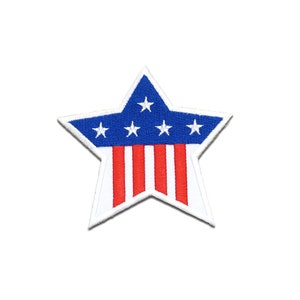 Iron on patches - USA star flag banner - white - 7,9x8,4cm - Application badges