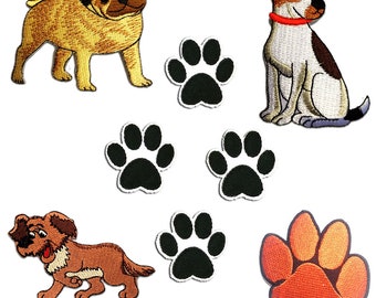 Hunde Set 8 Stück Tier - Aufnäher, Bügelbild, Aufbügler, Applikationen, Patches