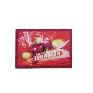Iron on patches - Avengers I am Iron Man Comic – red – 4,9 x 7,1 cm - Application Embroided badges