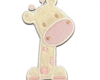 Giraffe Head Animal - Iron On Patches Adhesive Emblem, Size - 7,5 x 4,3 cm