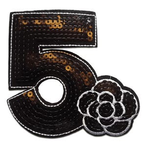 Iron on patches - five 5 with sequins – black – 10,5x10cm - Application badges