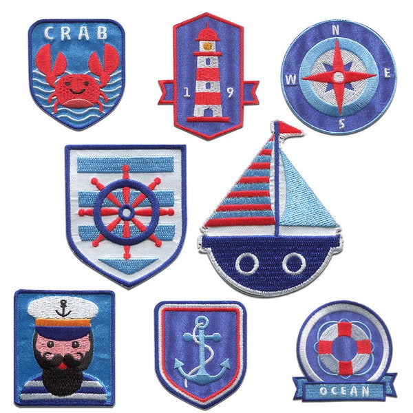 Coast Set 8 pieces - Iron on patches adhesive emblem stickers appliques