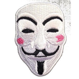 Aufnäher / Bügelbild - V For VENDETTA Anonymous - weiß - 5.5 x 7.6 cm - Patches