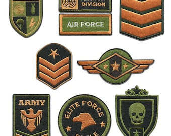 Militaire Set 9 Pièces - Ecusson thermocollant patches appliques