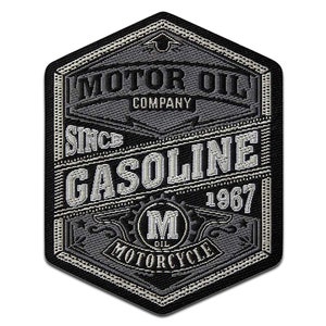 Motor Oil Gasoline Vintage moto voiture Ecusson thermocollant, Taille 8,1 x 6,5 cm image 1