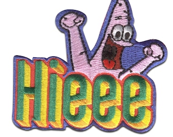 SpongeBob SquarePants Patrick Hieee Embroidered - Iron On Patches Adhesive Emblem Stickers Appliques, Size - 6,1 x 6,4 cm