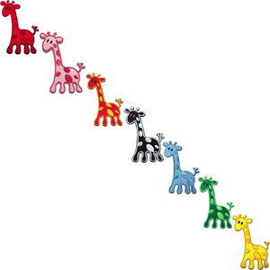 Giraffe Animal Children - Iron On Patches Adhesive Emblem Stickers Appliques, Size - 3.7 x 2.56 Inches