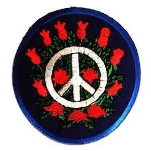 Aufnäher / Bügelbild - Peace Victory - blau - Ø7,5 -Applikationen Patch Flicken