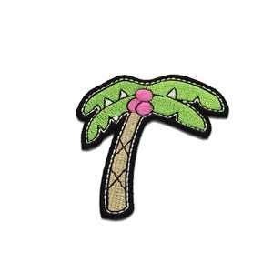 Iron on patches - Palm tree plant with fruit – green – 6,9x6,3cm - Application