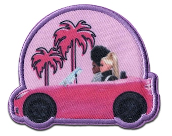 Barbie © Car Sunset - Iron On Patches Adhesive Emblem, Size - 6,5 x 8 cm