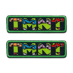 Teenage Mutant Ninja Turtles Logo Set - Aufnäher, Bügelbild, Größe - 2,2 x 7,1 cm