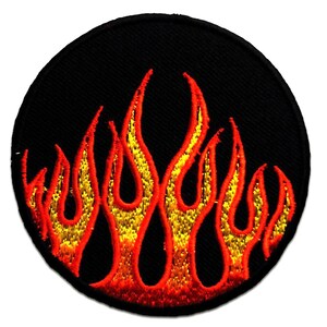 Iron on patches - Fire Biker - red - Ø6,5cm -Application Embroided badges