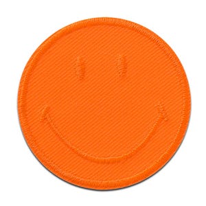 Smiley © Orange - Aufnäher, Bügelbild, Aufbügler, Größe - 5 x 5 cm