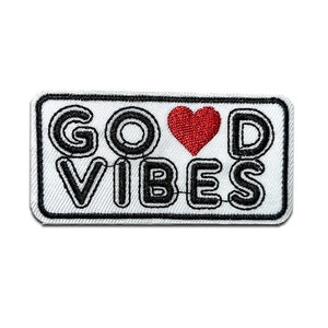Good Vibes Heart - Iron On Patches Adhesive Emblem, Size - 7,5 x 3,6 cm