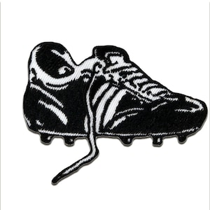 Iron on patches - football boat Soccer - black - 7,3x5,5cm - Application Embroided badges