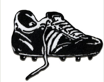 Ecusson - chaussure de football football - noir - 7,3x5,5cm - patches brode appliques