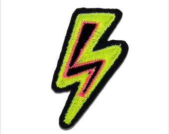 Iron on patches - lightning Comic – green – 4,2x3cm - Application
