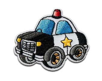 Police Car Children - Iron on patches adhesive emblem, size - 5 x 4,2 cm
