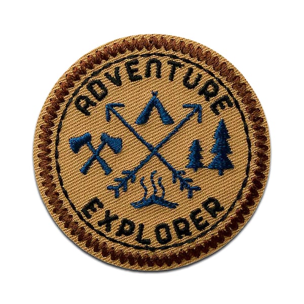 Adventure Explorer - Iron on patches adhesive emblem, size - 2,09 x 2,09 inches