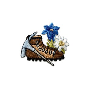 Iron on patches - Trachten mountaineers Shoe flower – brown – 4,3x3,7cm - Application