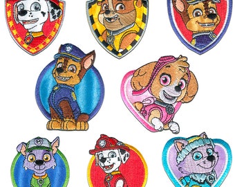 Paw Patrol © Set 8 Pieces Chase Marshall Skye - Iron on patches adhesive emblem