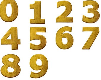 Aufnäher/Aufbügler - Zahl/Ziffer gelb - Alle Zahlen einzeln auswählbar (Zahl/Ziffer: Zahl 9 - 4.9x3.8cm)