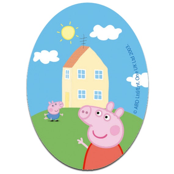 Iron on Patches Peppa Pig Oval House Colorful 11 X 8 Cm