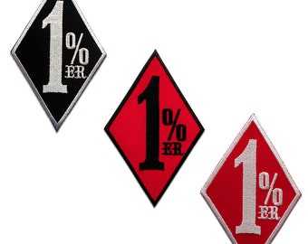 1% Er Biker - Ecusson Thermocollant Patches Appliques, Taille - 7 x 11 cm