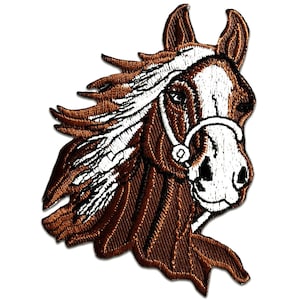 horse stallion animal - Iron on patches adhesive emblem stickers appliques, size - 2.87 x 3.54 inches