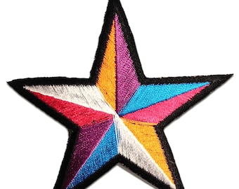 Iron on patches - Star - colorful - 7,5x7,5cm - Application Embroided badges