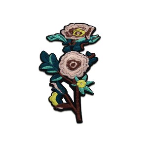 Iron on patches - XL peony flower – salmon/green – 18x9,5cm - Application
