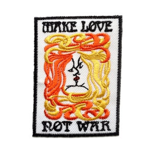 Iron on patches - Make Love Not War - white - 7,5x5,5cm - Application badges