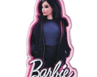 Barbie © Winter jacket black hair - Iron On Patches Adhesive, Size - 8,1 x 5,2 cm