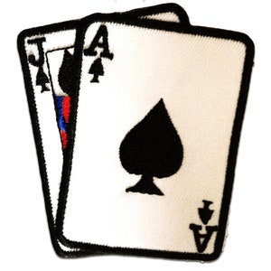 Ecusson - as cartes Poker - blanc - 7,5x8,5cm - patches brode appliques