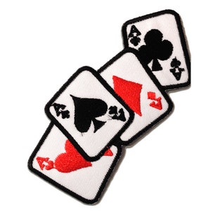 Ecusson - ase Poker cartes Biker - blanc - 11x5cm - patches brode appliques