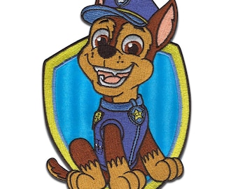 Paw Patrol Chase XL Kids - Iron On Patches Emblem, Size - 5.12 x 7.48 inches