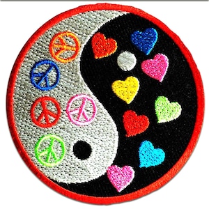 Iron on patches - Yin Yang Peace - colorful - Ø7,5 Application Embroided badges
