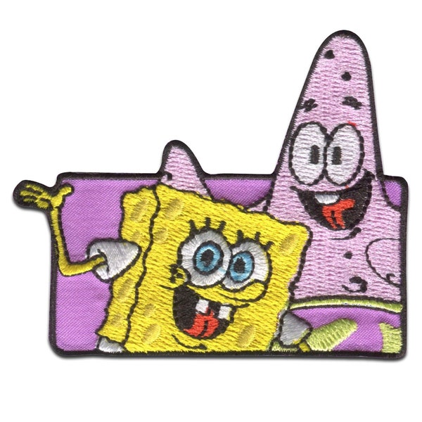 SpongeBob SquarePants and Patrick embroidered - Iron On Patches Adhesive Emblem Stickers Appliques, Size - 7 x 6,1 cm