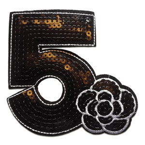 Iron on patches - five 5 with sequins – black – 10,5x10cm - Application badges