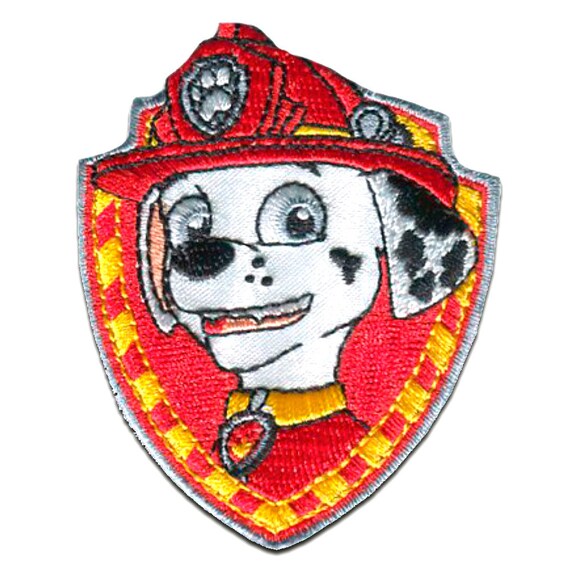 PAW PATROL CALL THE PAW PATROL 1 Aufnäher // Bügelbild pink 6,6 x 5,6 cm