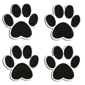 Aufnäher / Bügelbild - Set Hundepfote - schwarz/weiß - 3,6x3,6cm - Patches Aufbügeln